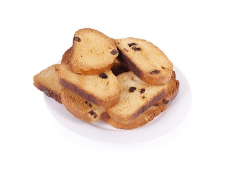 rusks on white background with clipping pathの写真素材