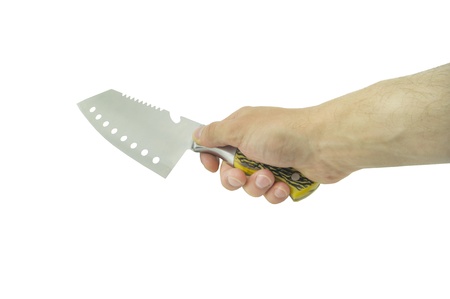 knife in hand isolated on a white backgroundの写真素材