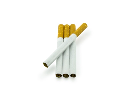 Cigarette isolated on a white backgroundの写真素材