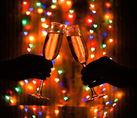 A glass of champagne on the bokehの写真素材