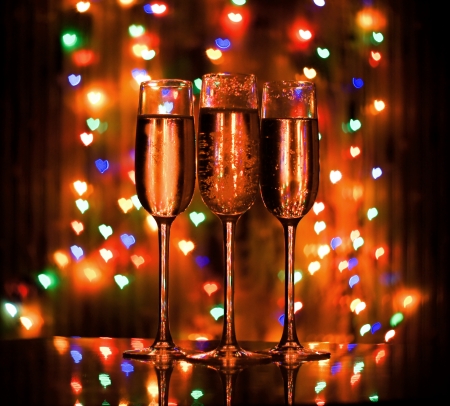 A glass of champagne on the bokehの写真素材