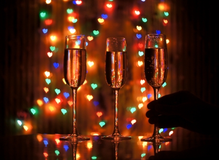 A glass of champagne on the bokehの写真素材