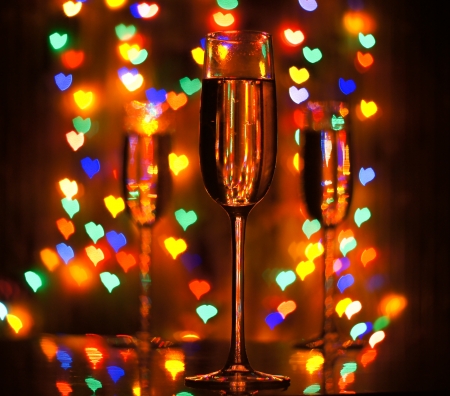 A glass of champagne on the bokehの写真素材