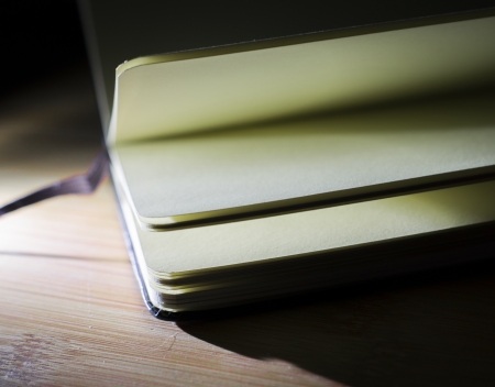 open book on deskの写真素材