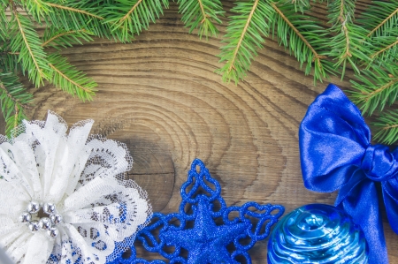 Christmas Vintage decoration border design over old wood backgroundの写真素材