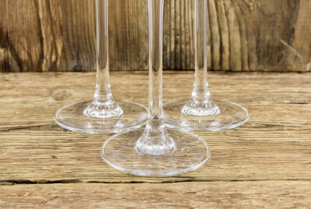 glass with champagne on a wooden backgroundの写真素材
