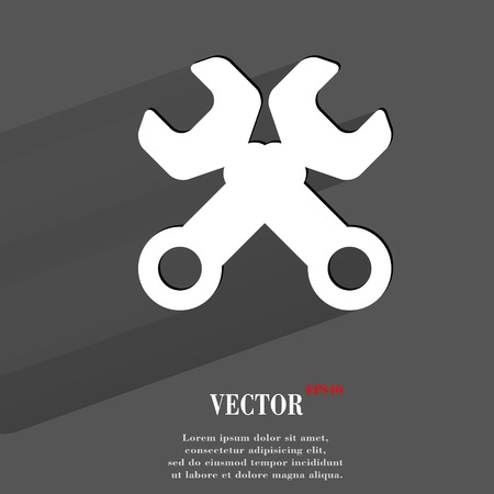 Wrench. tool to work. Flat modern web button with long shadow and space for your text. のイラスト素材