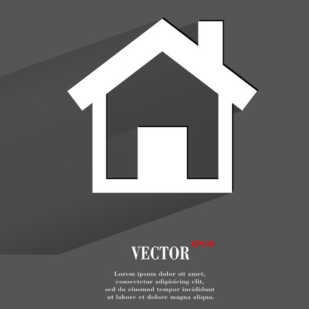 house. Flat modern web button with long shadow and space for your text. のイラスト素材