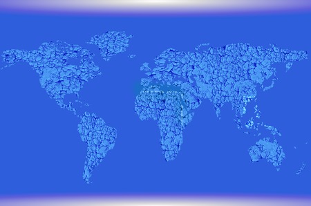 Blue Illustrated world map. Abstract texture lines. のイラスト素材