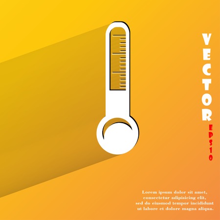 Thermometer. Flat modern web button with long shadow and space for your text.のイラスト素材