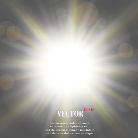 Abstract blurry background with overlying semi transparent circles, light effects and sun burst. のイラスト素材