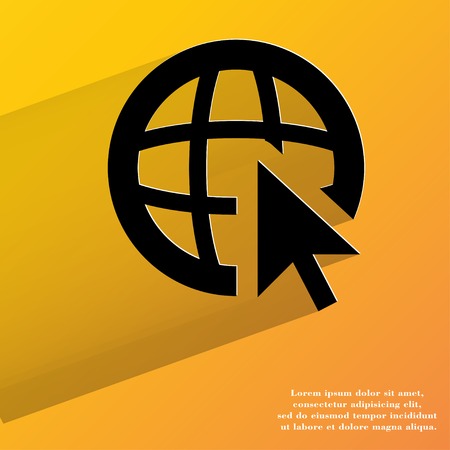globe. Flat modern web button with long shadow and space for your text. .の写真素材