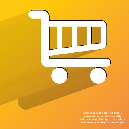 Shopping basket. Flat modern web button with long shadow and space for your text. .の写真素材