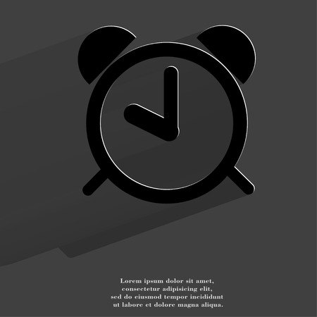 alarm clock. Flat modern web button with long shadow and space for your text. .の写真素材
