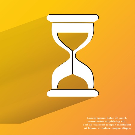Sand clock. Glass timer . Flat modern web button with long shadow and space for your text. .の写真素材