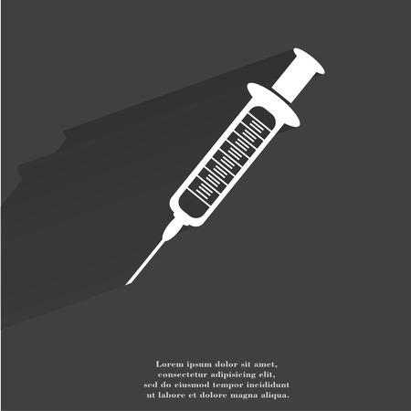 Syringe. Flat modern web button with long shadow and space for your text. .の写真素材