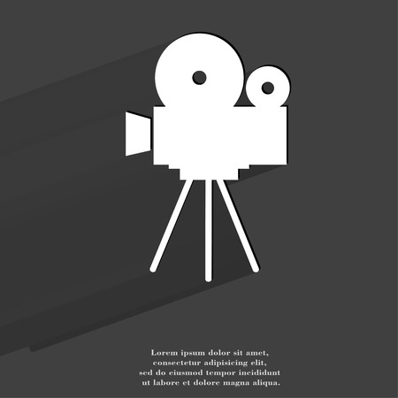 Videocamera. Flat modern web button with long shadow and space for your text. .の写真素材