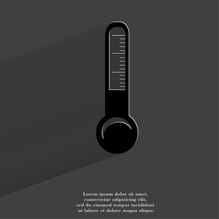 Thermometer. Flat modern web button with long shadow and space for your text. .の写真素材