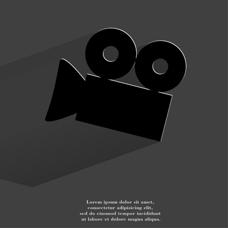 Video-camera. Flat modern web button with long shadow and space for your text. .の写真素材