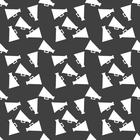 Megaphone, Loud-hailer web icon. flat design. Seamless gray pattern.  のイラスト素材