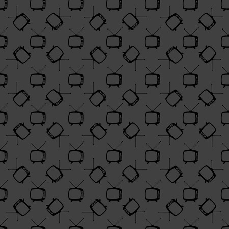 Retro tv web icon. flat design. Seamless gray patternのイラスト素材