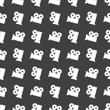 Video-camera web icon. flat design. Seamless gray pattern.の写真素材