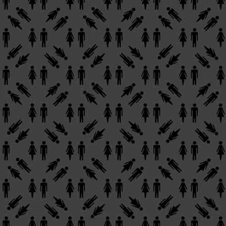 suluet men, women web icon. flat design. Seamless gray pattern.の写真素材
