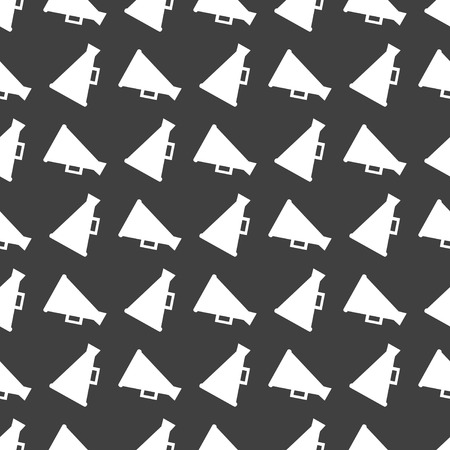 Megaphone, Loud-hailer web icon. flat design. Seamless gray pattern.の写真素材