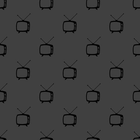Retro tv web icon. flat design. Seamless gray pattern.の写真素材