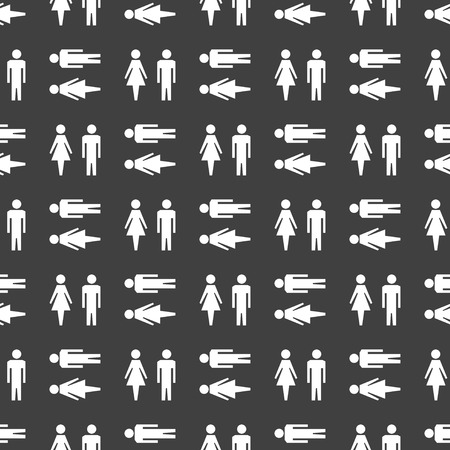 suluet men, women web icon. flat design. Seamless gray pattern.の写真素材