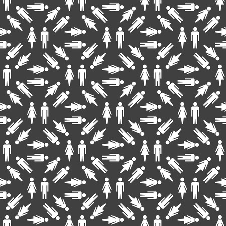 suluet men, women web icon. flat design. Seamless gray pattern.の写真素材