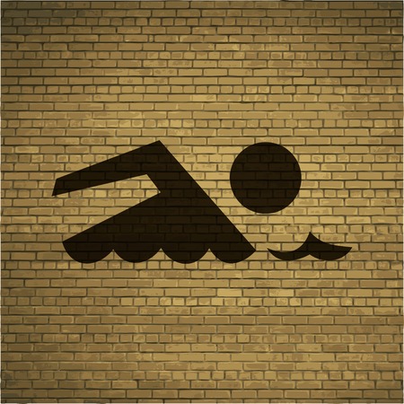 SWIMMER, pool. Flat modern web button and space for your text. Vector. EPS10のイラスト素材