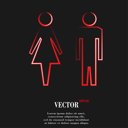 suluet men, women Flat modern web button and space for your text. Vector. EPS10のイラスト素材