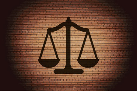 Scales balance icon. flat design with abstract background.の写真素材