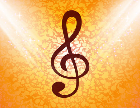 treble clef icon. Flat with abstract background.
