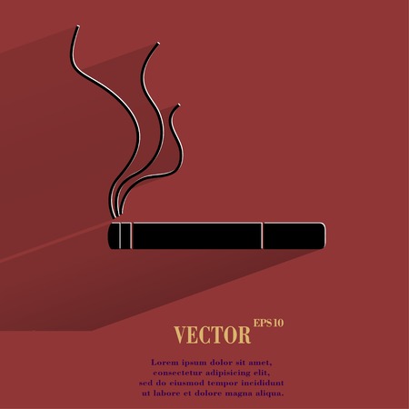 Smoking sign. cigarette Flat modern web button with long shadow and space for your text. のイラスト素材