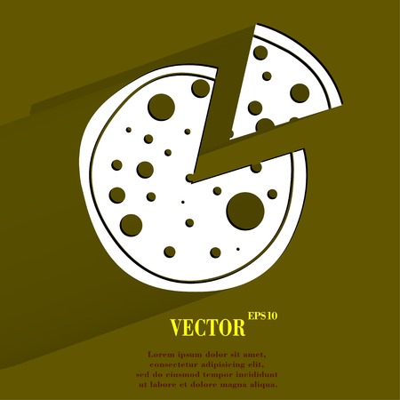 Pizza. Flat modern web button with long shadow and space for your text.のイラスト素材