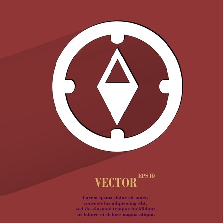 Compass. Flat modern web button with long shadow and space for your text. のイラスト素材
