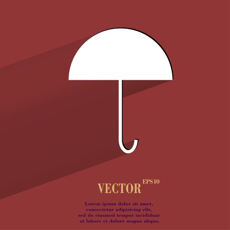 Umbrella. Flat modern web button with long shadow and space for your text. のイラスト素材