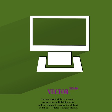 Computer. Flat modern web button with long shadow and space for your text. のイラスト素材