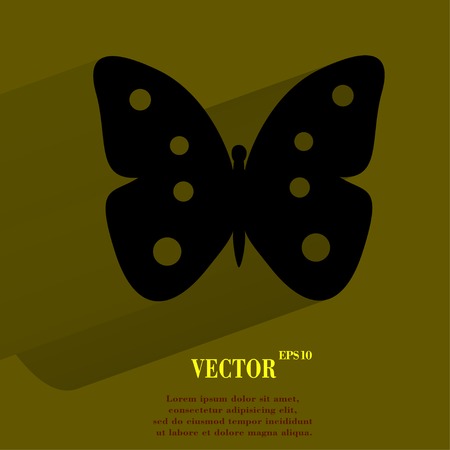 butterfly. Flat modern web button with long shadow and space for your text. Vector. EPS10のイラスト素材