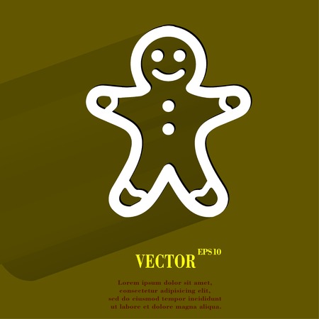Gingerbread. Flat modern web button with long shadow and space for your text. Vector. のイラスト素材