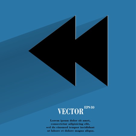 multimedia control. Flat modern web button with long shadow and space for your text. Vector. のイラスト素材