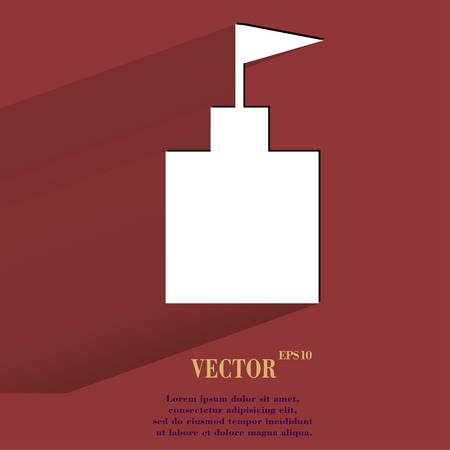 tower. Flat modern web button with long shadow and space for your text. Vector. のイラスト素材