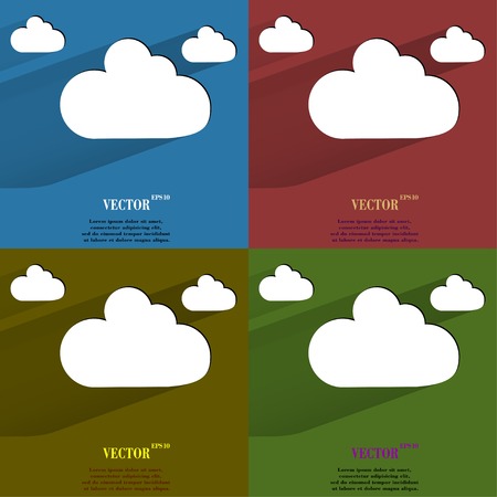 Color set Cloud download application web icon, flat design. Vector illustration.のイラスト素材