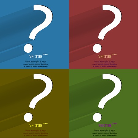 Color set question mark, Flat modern web button with long shadow and space for your text. Vector. のイラスト素材
