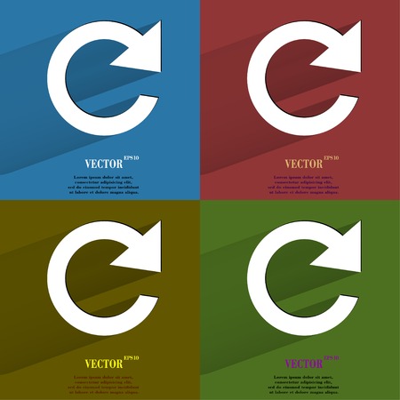 Color set arrow Update. Flat modern web button with long shadow and space for your text. Vector. のイラスト素材