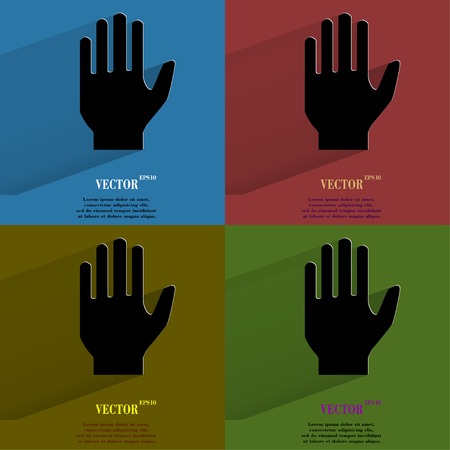 Color set Stop. hand Flat modern web button with long shadow and space for your text. Vector. のイラスト素材