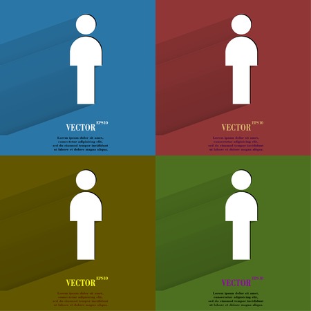 Color set man restroom. Flat modern web button with long shadow and space for your text.のイラスト素材
