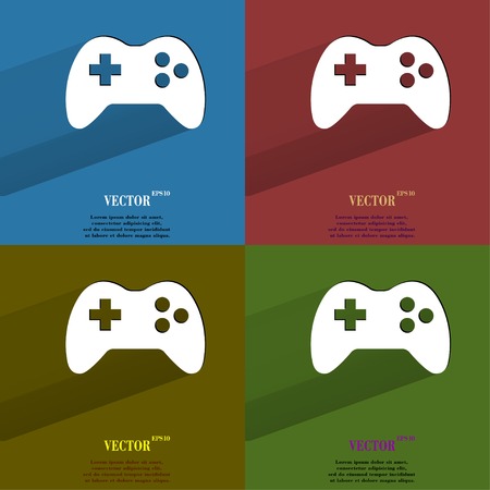 Color set Gaming Joystick. Flat modern web button with long shadow and space for your text. Vector. のイラスト素材